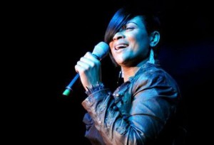On stage at Rock With Laughter